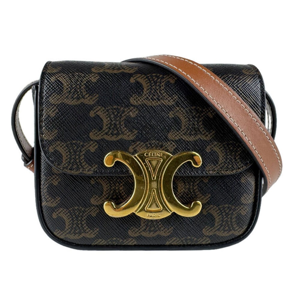 Celine Triomphe Claude Shoulder Bag Canvas Brown